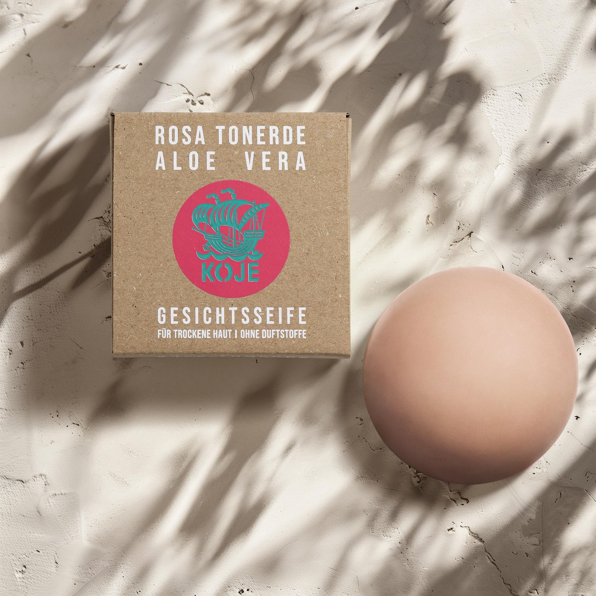 Mineralische Gesichtsseife Rosa Tonerde und Aloe Vera