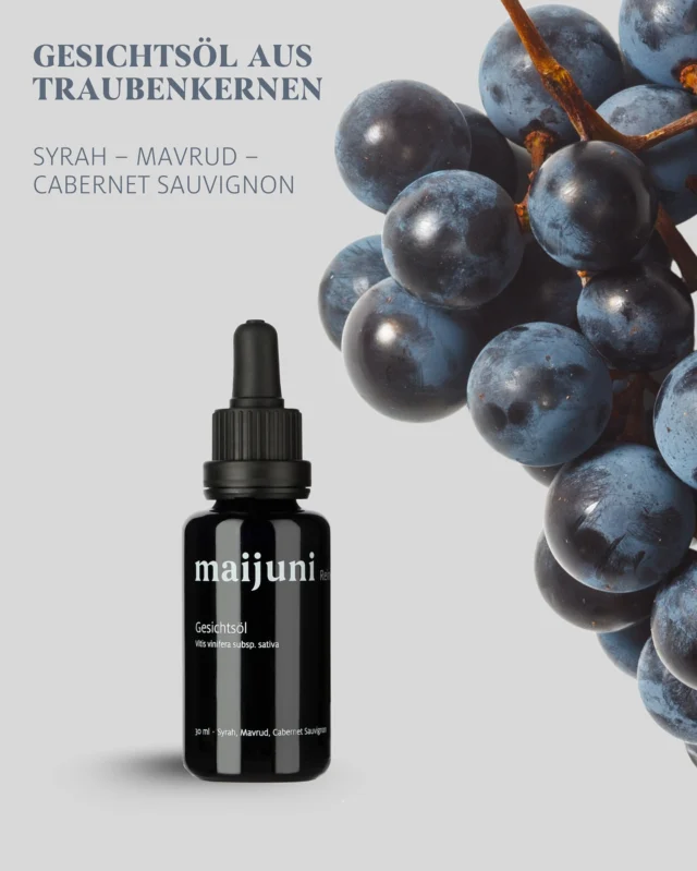 Natürlich schön mit 100% kaltgepresstem Traubenkernöl aus Syrah, Mavrud und Cabernet Sauvignon.

Ideal für Akne, fettige und Mischhaut – es lindert Entzündungen, gleicht den Teint aus und wirkt dank kraftvoller Antioxidantien wie ein sanftes Anti-Aging-Schutzschild.

Schnell einziehend, ohne Zusatzstoffe und voller wertvoller Linolsäure für eine gesunde, regenerierte Haut.
Frische & Reinheit, geschützt im UV-Glas – so bleibt deine Haut lange strahlend schön.

#maijuni #traubenkernöl #cosmetics #skincare #naturkosmetik